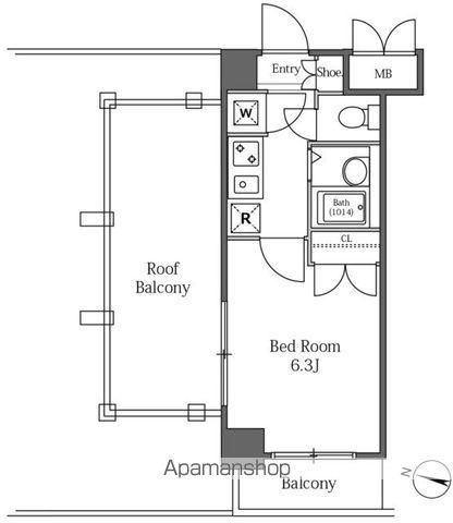 LA SANTE広尾(1K/4階)の間取り写真