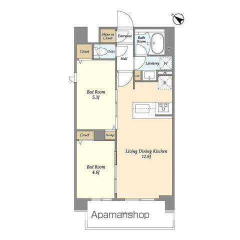グランカーサ王子Ⅱ(2LDK/6階)の間取り写真