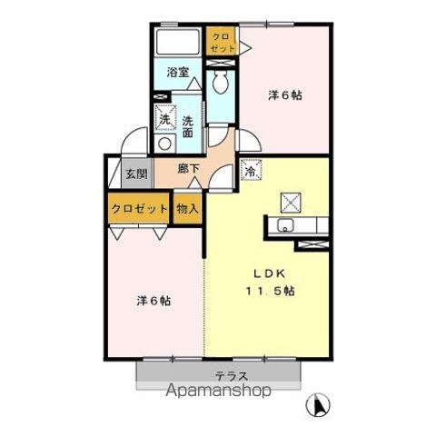 ウィルモアーべ(2LDK/1階)の間取り写真