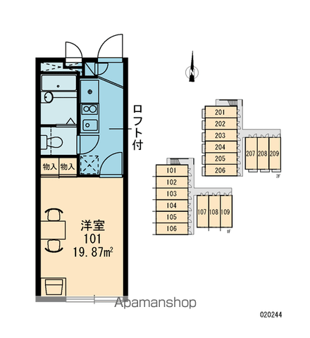 レオパレス小金井公園(1K/2階)の間取り写真