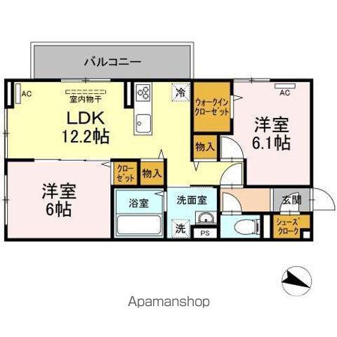 セジュール鵬舟Ⅵ(2LDK/2階)の間取り写真