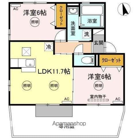 プルミ・エール(2LDK/1階)の間取り写真