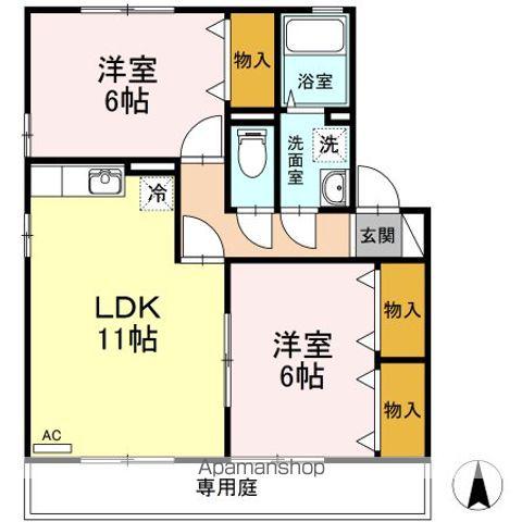 Yサイレントビレッジ山越(2LDK/1階)の間取り写真
