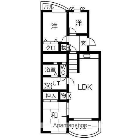 ヴィラ若葉台(3LDK/3階)の間取り写真