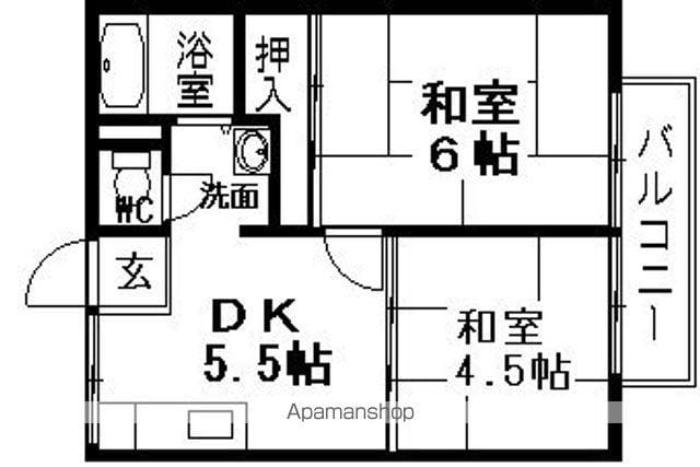 ルネプリンス(2DK/1階)の間取り写真