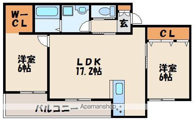 TAORMINA新宮(2LDK/3階)の間取り写真