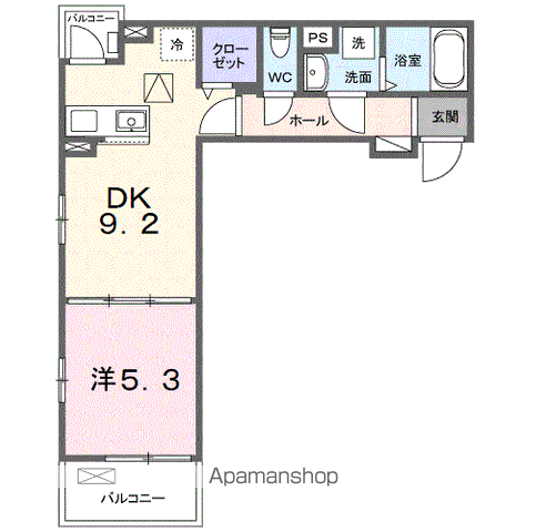 ヒカルサ熊谷曙町(1DK/1階)の間取り写真