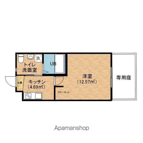 クレストコート 彦富(1K/1階)の間取り写真