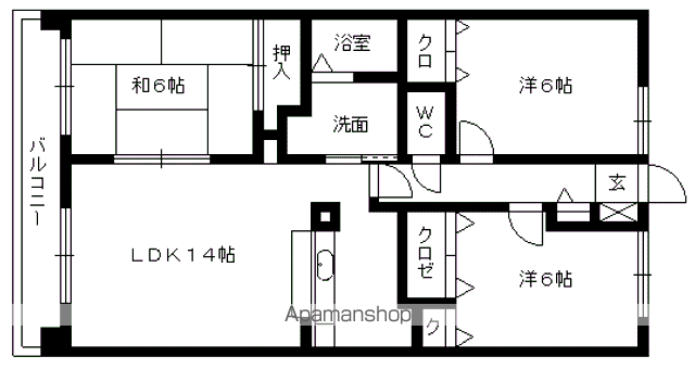 コンダクトヴィレッジ小田部(3LDK/5階)の間取り写真