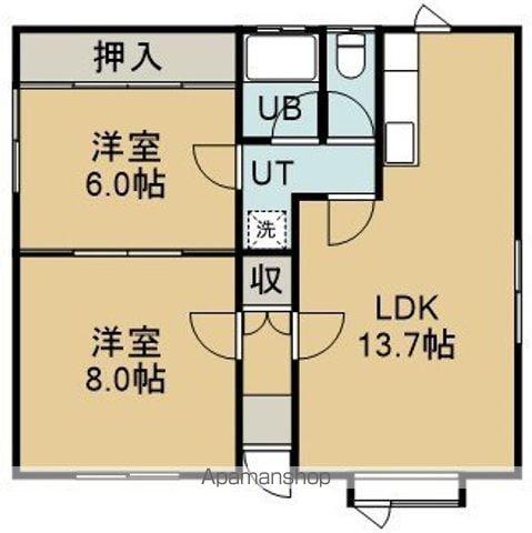鍛治1丁目30番1棟2戸(2LDK/1階)の間取り写真