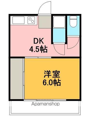 第一杉村ハイツ(1K/2階)の間取り写真