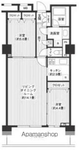 グランピラー高井戸(2LDK/10階)の間取り写真