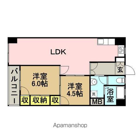 清幸ビル(2LDK/5階)の間取り写真