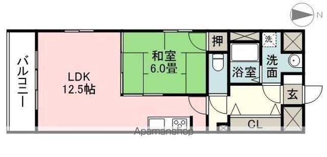 グランドヒルズ入場3番館(1LDK/3階)の間取り写真