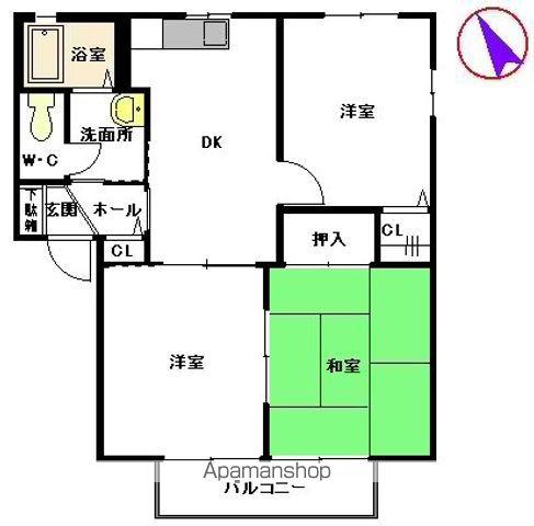 ウィステリア中曽根Ⅱ(3DK/2階)の間取り写真