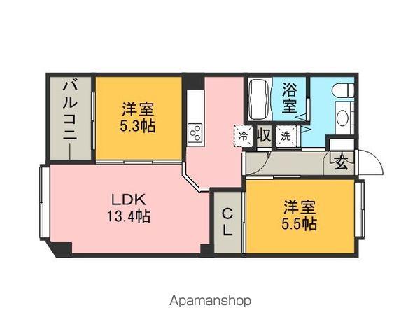 レジディア天神南(2LDK/11階)の間取り写真