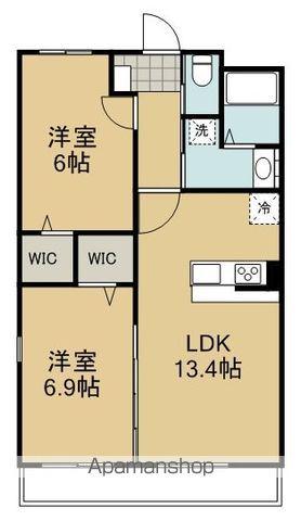ヴェルクレスト静岡(2LDK/1階)の間取り写真
