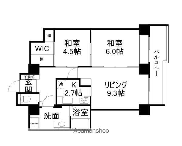 草津ウエストロイヤルタワー(2LDK/6階)の間取り写真