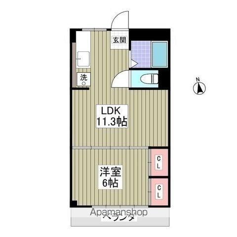 船橋セブンハイツ(1LDK/3階)の間取り写真