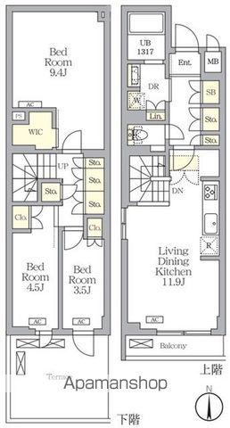 アジールコート都立大学(3LDK/1階)の間取り写真