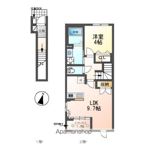 EAU ROUGE(1LDK/2階)の間取り写真