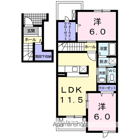 セレノ新白河Ⅱ(2LDK/2階)の間取り写真