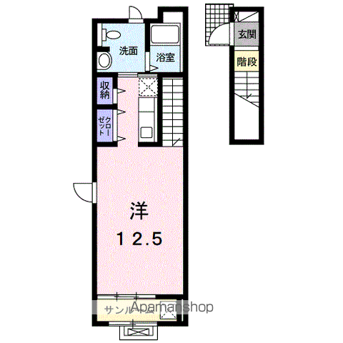ガーデンハウスM C(ワンルーム/2階)の間取り写真