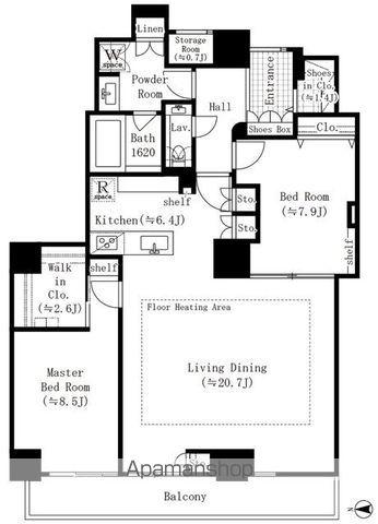 恵比寿ガーデンテラス弐番館(2LDK/4階)の間取り写真