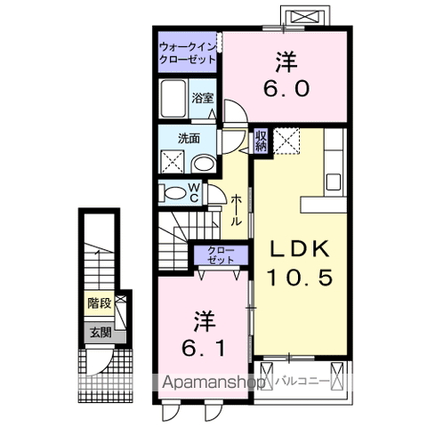サニーオーク(2LDK/2階)の間取り写真