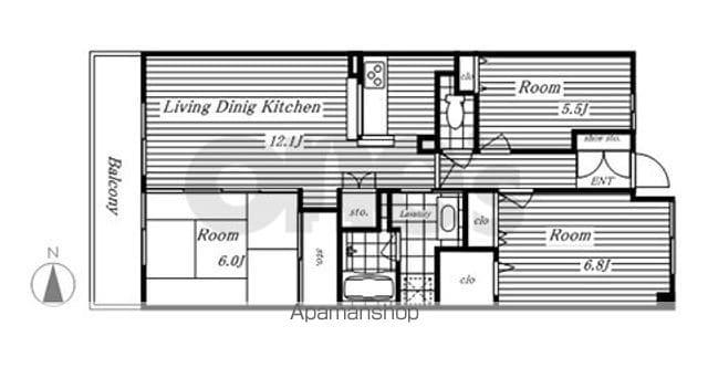 レジディア泉(3LDK/4階)の間取り写真