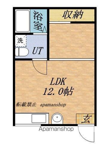 宮アパートⅢ(ワンルーム/1階)の間取り写真