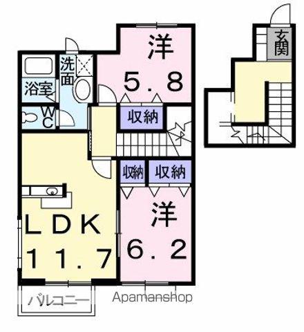 ラフィナ-ト エスパシオ B(2LDK/2階)の間取り写真