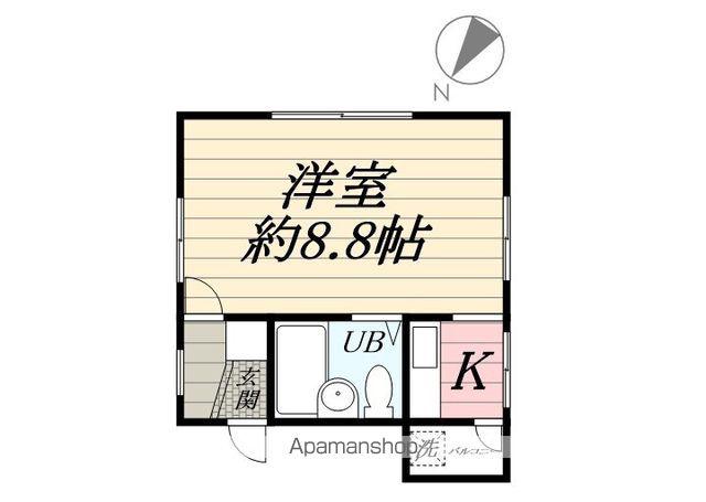ウィンディハイツⅡ(ワンルーム/2階)の間取り写真