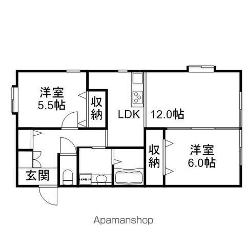 フォブール西市(2LDK/1階)の間取り写真