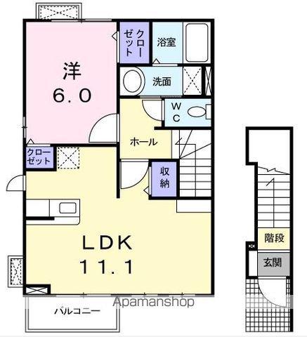 アルモニー久米(1LDK/2階)の間取り写真