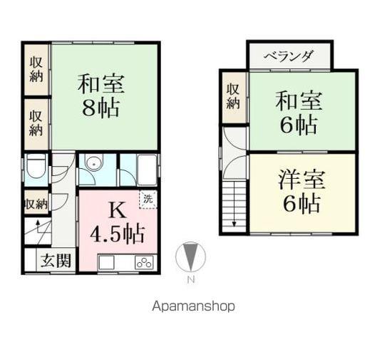 ハピラインふくい 福井駅(福井) バス乗車時間:10分 県社会福祉センターバス停で下車 徒歩10分 2階建 築48年(3K)の間取り写真