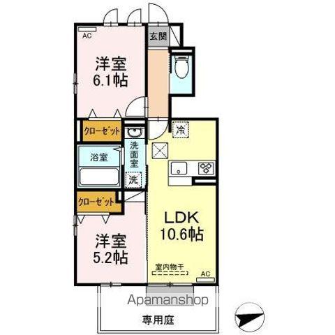 ラ メール A棟(2LDK/1階)の間取り写真