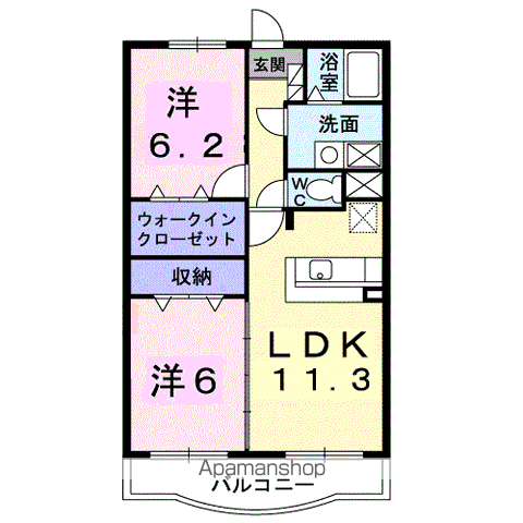 N・T 秋月-B(2LDK/2階)の間取り写真