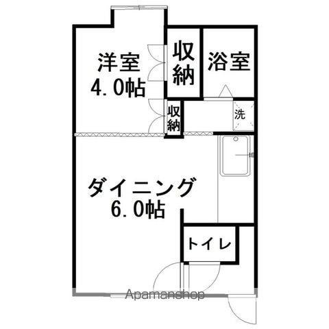 ビューポイントA(1DK/2階)の間取り写真