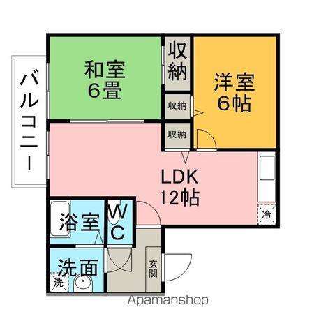 ヴェルドミール美鈴が丘Ⅰ棟(2LDK/2階)の間取り写真
