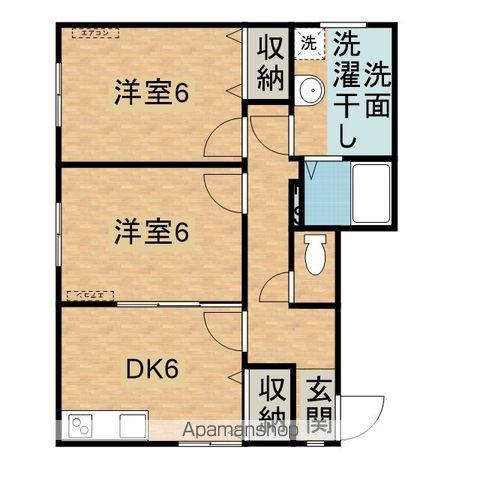 スマイリア三軒屋(2DK/2階)の間取り写真