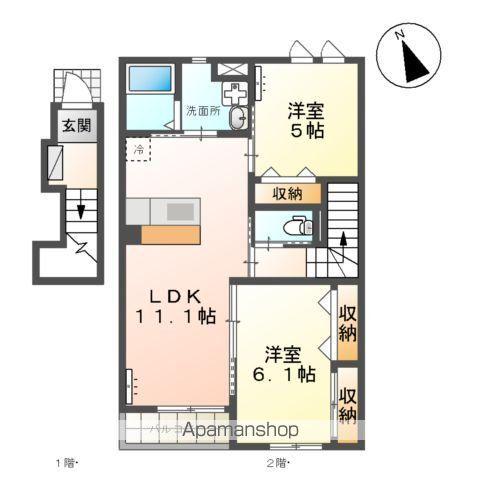 グランドコート.M(2LDK/2階)の間取り写真