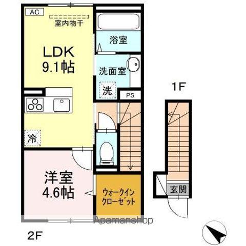 レスア柏崎III(1LDK/2階)の間取り写真