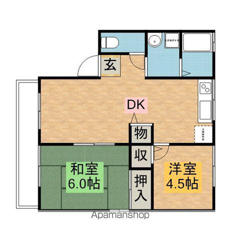 ユートピアA(2LDK/1階)の間取り写真