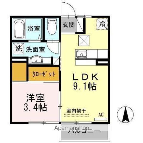 アルコバレーノ蛇田 A(1LDK/1階)の間取り写真