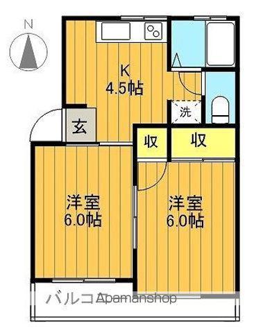 関コーポ第2(2K/2階)の間取り写真