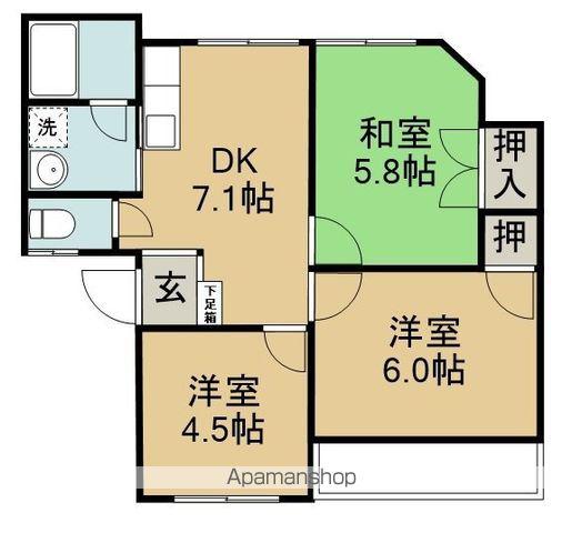 サンパル山田(3DK/2階)の間取り写真