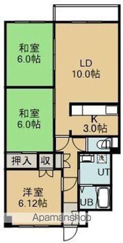 マンション北斗富岡Ⅱ(3LDK/1階)の間取り写真