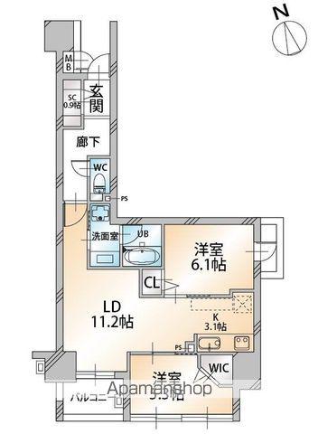 ビ・ウェル京町(2LDK/2階)の間取り写真