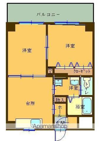 デュアルカーサ横町(2DK/5階)の間取り写真